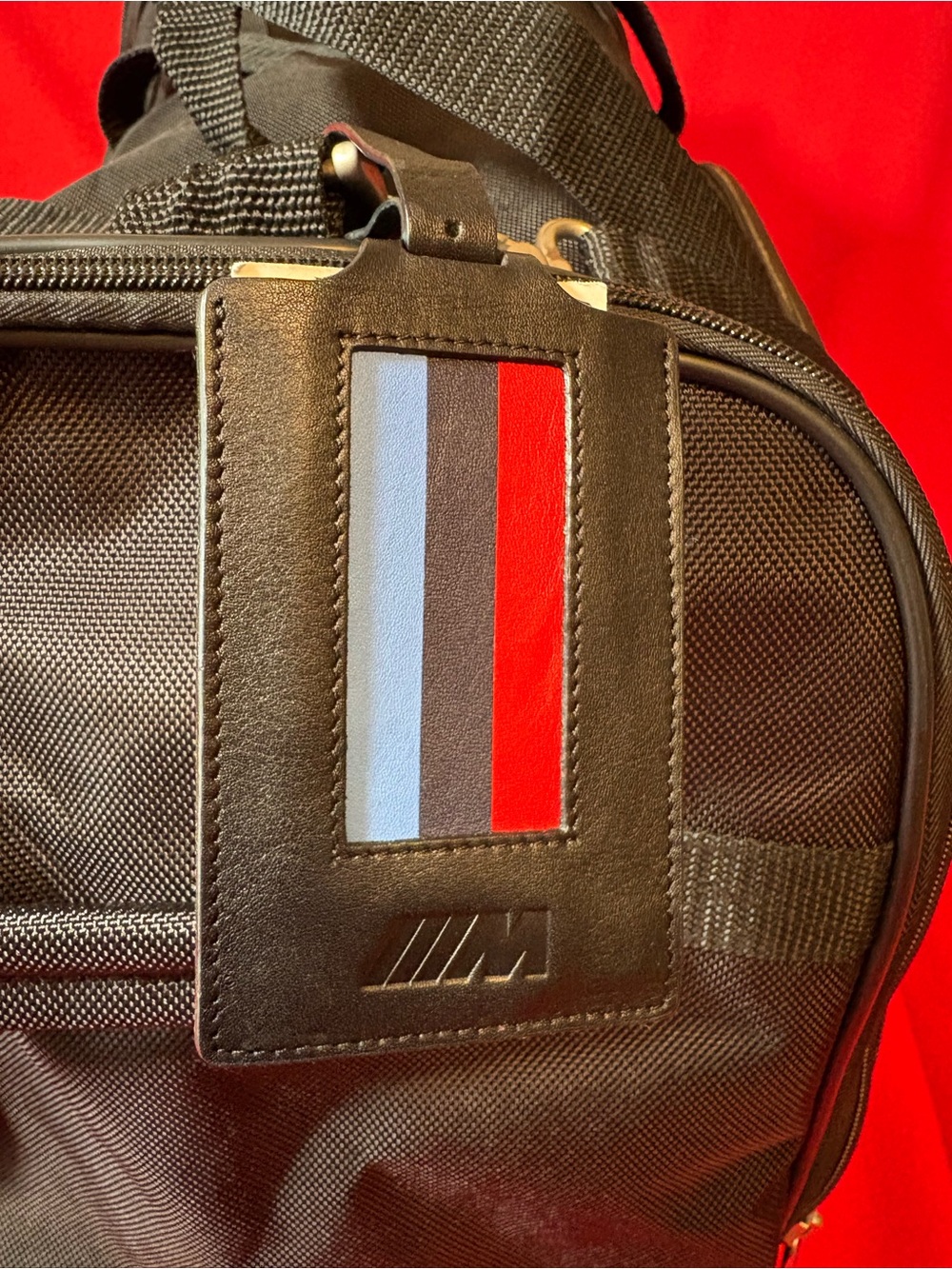 BMW M Sport Ballistic Nylon Duffel Travel Bag w/ Leather Luggage Tag - Picture 7 of 16
